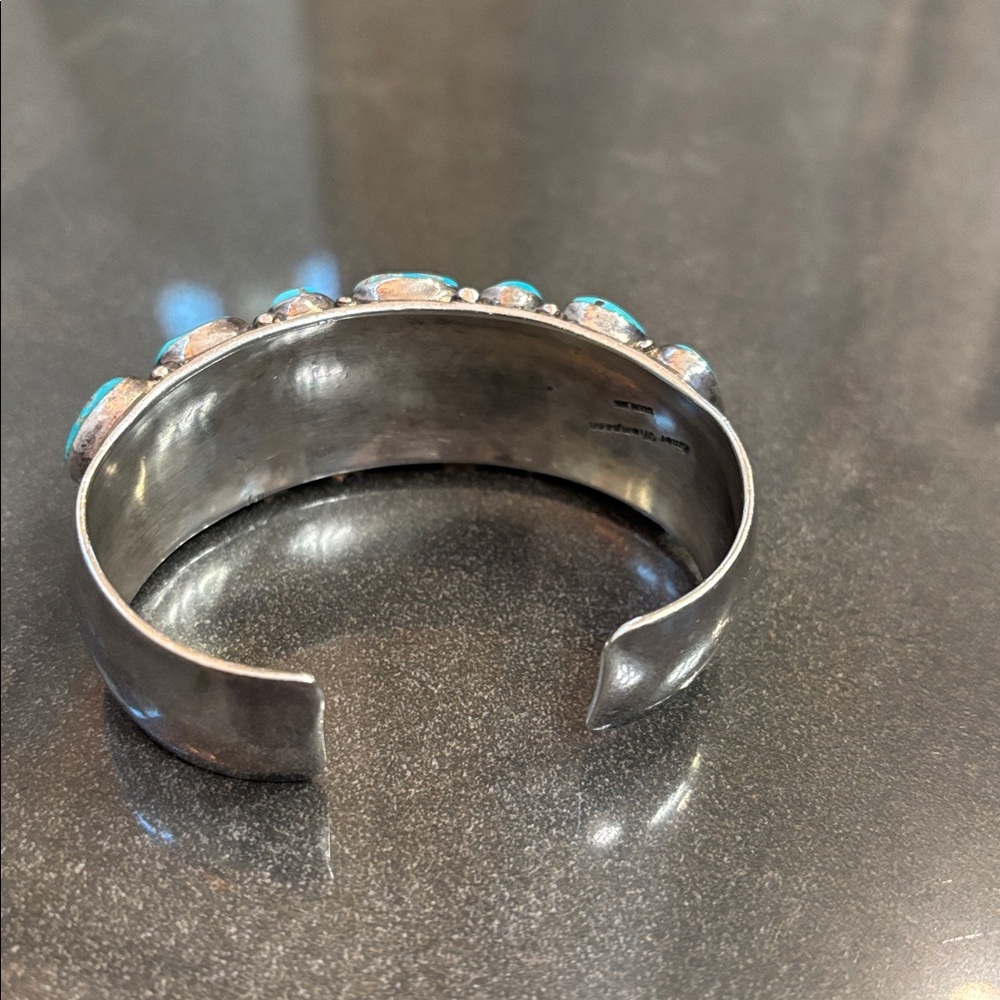 Thompson Turquoise Blue Cluster Cuff Bracelet - Picture 5 of 17